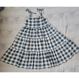 Kate quinn bamboo spaghetti‎ tie prairie slate blue gingham 7y nwt